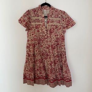 Anthropologie NWT red/ beige mini dress